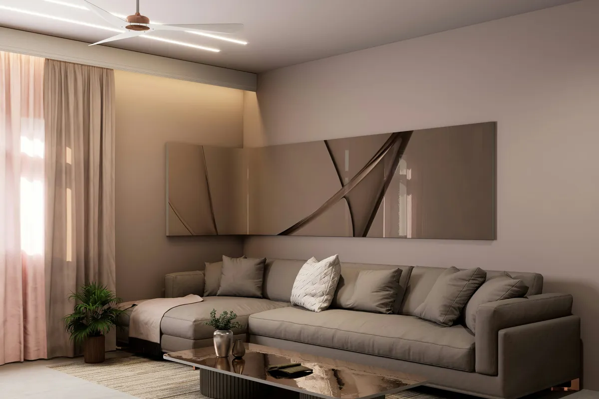 Modern living room finished in a chic neutral colour scheme